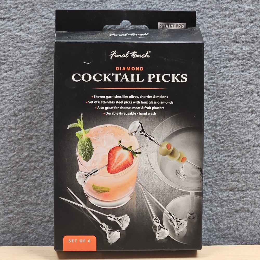 Final Touch Diamond-inspired Cocktail Picks Made Stainless Steel Martini Fruits